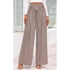 image:imagePRETTYGARDEN Womens Pants Elastic Waist Floral Lightweight Palazzo Pants for Women Casual Lounge Wide Leg Pants WomanStripe Khaki White