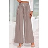 image:imagePRETTYGARDEN Womens Pants Elastic Waist Floral Lightweight Palazzo Pants for Women Casual Lounge Wide Leg Pants WomanStripe Khaki White