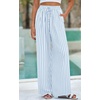 image:imagePRETTYGARDEN Womens Pants Elastic Waist Floral Lightweight Palazzo Pants for Women Casual Lounge Wide Leg Pants WomanStripe Light Blue