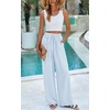 image:imagePRETTYGARDEN Womens Pants Elastic Waist Floral Lightweight Palazzo Pants for Women Casual Lounge Wide Leg Pants WomanStripe Light Blue