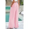 image:imagePRETTYGARDEN Womens Pants Elastic Waist Floral Lightweight Palazzo Pants for Women Casual Lounge Wide Leg Pants WomanStripe Pink