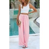 image:imagePRETTYGARDEN Womens Pants Elastic Waist Floral Lightweight Palazzo Pants for Women Casual Lounge Wide Leg Pants WomanStripe Pink