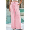 image:imagePRETTYGARDEN Womens Pants Elastic Waist Floral Lightweight Palazzo Pants for Women Casual Lounge Wide Leg Pants WomanStripe Pink
