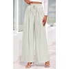 image:imagePRETTYGARDEN Womens Pants Elastic Waist Floral Lightweight Palazzo Pants for Women Casual Lounge Wide Leg Pants WomanStripe White Army Green