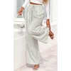 image:imagePRETTYGARDEN Womens Pants Elastic Waist Floral Lightweight Palazzo Pants for Women Casual Lounge Wide Leg Pants WomanStripe White Army Green
