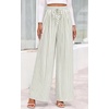 image:imagePRETTYGARDEN Womens Pants Elastic Waist Floral Lightweight Palazzo Pants for Women Casual Lounge Wide Leg Pants WomanStripe White Army Green