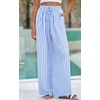 image:imagePRETTYGARDEN Womens Pants Elastic Waist Floral Lightweight Palazzo Pants for Women Casual Lounge Wide Leg Pants WomanStriped Blue