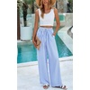 image:imagePRETTYGARDEN Womens Pants Elastic Waist Floral Lightweight Palazzo Pants for Women Casual Lounge Wide Leg Pants WomanStriped Blue