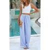image:imagePRETTYGARDEN Womens Pants Elastic Waist Floral Lightweight Palazzo Pants for Women Casual Lounge Wide Leg Pants WomanStriped Blue