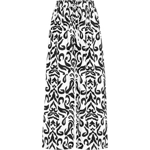 image:imagePRETTYGARDEN Womens Pants Elastic Waist Floral Lightweight Palazzo Pants for Women Casual Lounge Wide Leg Pants WomanBlack Brush