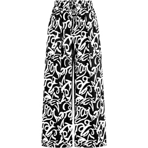 image:imagePRETTYGARDEN Womens Pants Elastic Waist Floral Lightweight Palazzo Pants for Women Casual Lounge Wide Leg Pants WomanBlack Flower