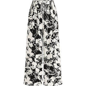 image:imagePRETTYGARDEN Womens Pants Elastic Waist Floral Lightweight Palazzo Pants for Women Casual Lounge Wide Leg Pants WomanBlack White Flower