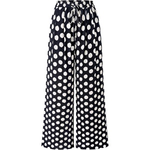 image:imagePRETTYGARDEN Womens Pants Elastic Waist Floral Lightweight Palazzo Pants for Women Casual Lounge Wide Leg Pants WomanDot Black White