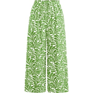 image:imagePRETTYGARDEN Womens Pants Elastic Waist Floral Lightweight Palazzo Pants for Women Casual Lounge Wide Leg Pants WomanGreen Leaves