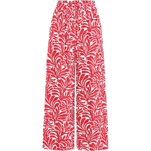 image:imagePRETTYGARDEN Womens Pants Elastic Waist Floral Lightweight Palazzo Pants for Women Casual Lounge Wide Leg Pants WomanRed Leaves
