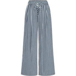 image:imagePRETTYGARDEN Womens Pants Elastic Waist Floral Lightweight Palazzo Pants for Women Casual Lounge Wide Leg Pants WomanStripe Dark Grey White