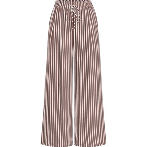 image:imagePRETTYGARDEN Womens Pants Elastic Waist Floral Lightweight Palazzo Pants for Women Casual Lounge Wide Leg Pants WomanStripe Khaki White