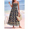 image:imagePRETTYGARDEN Summer Dresses for Women 2026 Casual Spaghetti Strap Beach Long Sundresses Boho Floral Smocked Maxi Flowy DressBlack