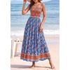 image:imagePRETTYGARDEN Summer Dresses for Women 2026 Casual Spaghetti Strap Beach Long Sundresses Boho Floral Smocked Maxi Flowy DressBlue