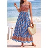 image:imagePRETTYGARDEN Summer Dresses for Women 2026 Casual Spaghetti Strap Beach Long Sundresses Boho Floral Smocked Maxi Flowy DressBlue