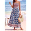 image:imagePRETTYGARDEN Summer Dresses for Women 2026 Casual Spaghetti Strap Beach Long Sundresses Boho Floral Smocked Maxi Flowy DressDark Blue