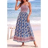 image:imagePRETTYGARDEN Summer Dresses for Women 2026 Casual Spaghetti Strap Beach Long Sundresses Boho Floral Smocked Maxi Flowy DressDark Blue
