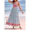 image:imagePRETTYGARDEN Summer Dresses for Women 2026 Casual Spaghetti Strap Beach Long Sundresses Boho Floral Smocked Maxi Flowy DressLight Blue