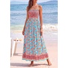image:imagePRETTYGARDEN Summer Dresses for Women 2026 Casual Spaghetti Strap Beach Long Sundresses Boho Floral Smocked Maxi Flowy DressLight Blue