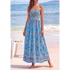 image:imagePRETTYGARDEN Summer Dresses for Women 2026 Casual Spaghetti Strap Beach Long Sundresses Boho Floral Smocked Maxi Flowy DressSky Blue