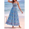 image:imagePRETTYGARDEN Summer Dresses for Women 2026 Casual Spaghetti Strap Beach Long Sundresses Boho Floral Smocked Maxi Flowy DressSky Blue