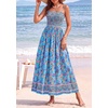 image:imagePRETTYGARDEN Summer Dresses for Women 2026 Casual Spaghetti Strap Beach Long Sundresses Boho Floral Smocked Maxi Flowy DressSky Blue