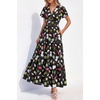 image:imagePRETTYGARDEN Women Summer Maxi Dresses 2026 Short Sleeve V Neck Button Floral Tiered Flowy Boho Sundress Beach OutfitsFloral Black Multicolored