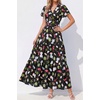 image:imagePRETTYGARDEN Women Summer Maxi Dresses 2026 Short Sleeve V Neck Button Floral Tiered Flowy Boho Sundress Beach OutfitsFloral Black Multicolored
