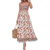 image:imagePRETTYGARDEN Summer Dresses for Women 2026 Casual Spaghetti Strap Beach Long Sundresses Boho Floral Smocked Maxi Flowy DressWhite