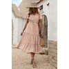 image:imagePRETTYGARDEN Floral Dress for Women 2026 Summer Casual Short Sleeve Maxi Dresses V Neck Tiered Flowy Boho Beach SundressApricot
