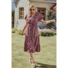 image:imagePRETTYGARDEN Floral Dress for Women 2026 Summer Casual Short Sleeve Maxi Dresses V Neck Tiered Flowy Boho Beach SundressBlack Red Floral