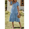 image:imagePRETTYGARDEN Floral Dress for Women 2026 Summer Casual Short Sleeve Maxi Dresses V Neck Tiered Flowy Boho Beach SundressBlue