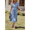 image:imagePRETTYGARDEN Floral Dress for Women 2026 Summer Casual Short Sleeve Maxi Dresses V Neck Tiered Flowy Boho Beach SundressBlue White Floral