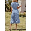 image:imagePRETTYGARDEN Floral Dress for Women 2026 Summer Casual Short Sleeve Maxi Dresses V Neck Tiered Flowy Boho Beach SundressBlue White Floral