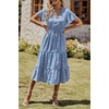 image:imagePRETTYGARDEN Floral Dress for Women 2026 Summer Casual Short Sleeve Maxi Dresses V Neck Tiered Flowy Boho Beach SundressBlue White Floral