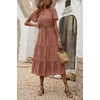 image:imagePRETTYGARDEN Floral Dress for Women 2026 Summer Casual Short Sleeve Maxi Dresses V Neck Tiered Flowy Boho Beach SundressBrick Red