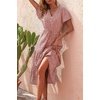 image:imagePRETTYGARDEN Floral Dress for Women 2026 Summer Casual Short Sleeve Maxi Dresses V Neck Tiered Flowy Boho Beach SundressBrick Red Floral