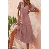 image:imagePRETTYGARDEN Floral Dress for Women 2026 Summer Casual Short Sleeve Maxi Dresses V Neck Tiered Flowy Boho Beach SundressBrick Red Floral