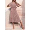 image:imagePRETTYGARDEN Floral Dress for Women 2026 Summer Casual Short Sleeve Maxi Dresses V Neck Tiered Flowy Boho Beach SundressBrick Red Floral