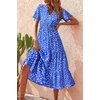 image:imagePRETTYGARDEN Floral Dress for Women 2026 Summer Casual Short Sleeve Maxi Dresses V Neck Tiered Flowy Boho Beach SundressDark Blue