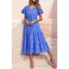 image:imagePRETTYGARDEN Floral Dress for Women 2026 Summer Casual Short Sleeve Maxi Dresses V Neck Tiered Flowy Boho Beach SundressDark Blue