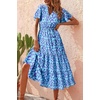 image:imagePRETTYGARDEN Floral Dress for Women 2026 Summer Casual Short Sleeve Maxi Dresses V Neck Tiered Flowy Boho Beach SundressLight Blue Purple Floral