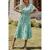 image:imagePRETTYGARDEN Floral Dress for Women 2026 Summer Casual Short Sleeve Maxi Dresses V Neck Tiered Flowy Boho Beach SundressLight Green