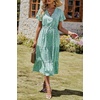 image:imagePRETTYGARDEN Floral Dress for Women 2026 Summer Casual Short Sleeve Maxi Dresses V Neck Tiered Flowy Boho Beach SundressLight Green