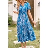 image:imagePRETTYGARDEN Floral Dress for Women 2026 Summer Casual Short Sleeve Maxi Dresses V Neck Tiered Flowy Boho Beach SundressPrint Blue